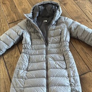 The North Face Gray Hooded Puffer Jacket